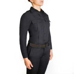 WOMEN'S LONG SLEEVE ZIPPERED POLYESTER SHIRT -ProGear Outfitters 8600w z 04 34 front zippered polyester shirt womens